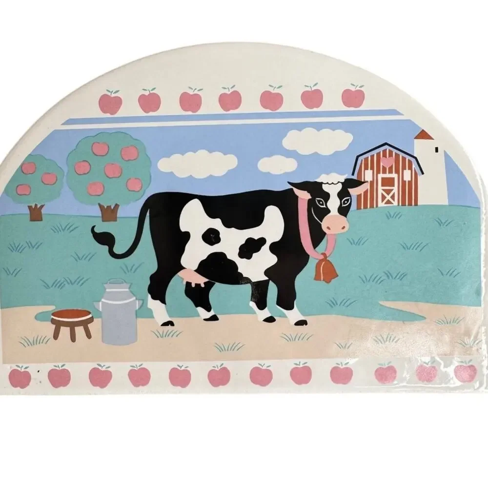 Vintage Treasure Craft Cow Apple Ceramic Napkin Holder Farmhouse Kitchen Decor